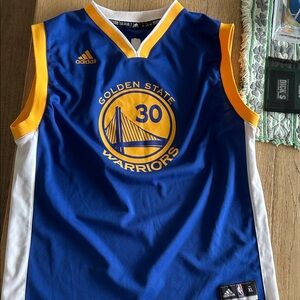 adidas Golden State Warriors Blue and Yellow Basketball Jersey (No. 30)
